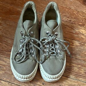 Silent D Platform Canvas Oxford Platform Army Green Sneaker Shoes SZ 38